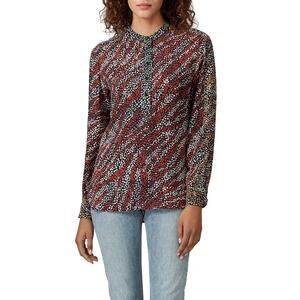 RAG & BONE | 100% Silk Blouse Red Black Animal Print Long Sleeve Top Large